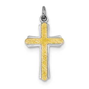 Sterling Silver Rhodium plated   18k Gold plated Cross Charm