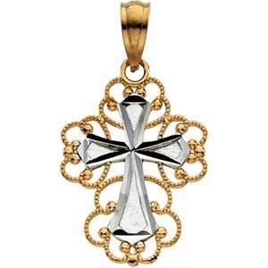 14K Two Tone Gold CROSS PENDANT
