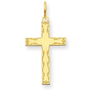 14K Laser Designed Cross Charm