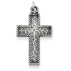 Sterling Silver Antiqued Thorn Cross Charm