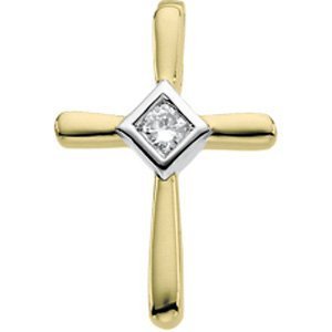 14KY RHOD PLTD DIA UNITY CROSS