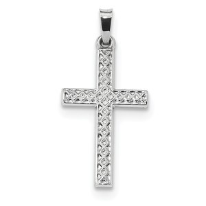 14k White Gold Polished Lattice Cross Pendant