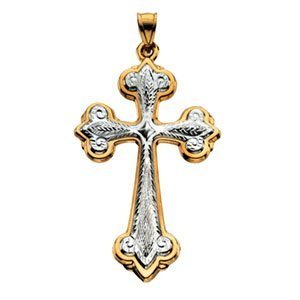 TWO TONE HOLLOW CROSS PENDANT