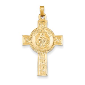 14k Cross w St  Jude Medal Pendant