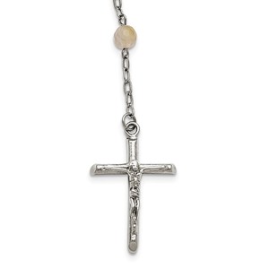 Stainless Steel Polished Agate Rosary