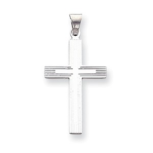 14k White Gold Solid Cross Pendant