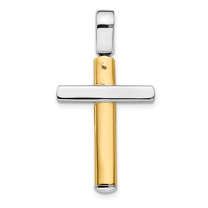 Leslie  s 14K Two tone Polished Cross Pendant