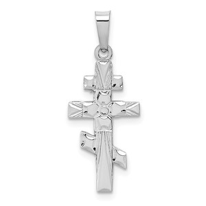 14k White Gold Eastern Orthodox Cross Charm