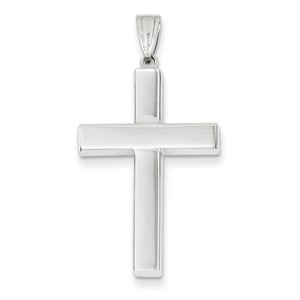 14k White Gold Polished Hollow Cross Pendant