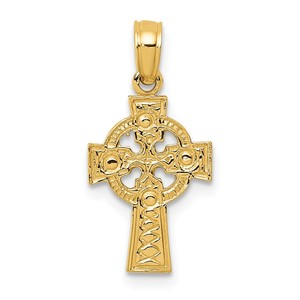 14K Celtic Cross w Eternity Circle Pendant