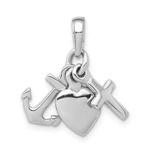 14k White Gold Faith  Hope   Charity Charm