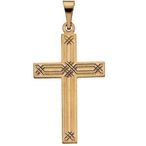 14K Yellow Gold CROSS PENDANT W DESIGN