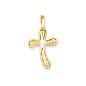 14k Polished Freeform Cross Pendant
