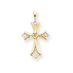 14k AA Diamond Cross Pendant