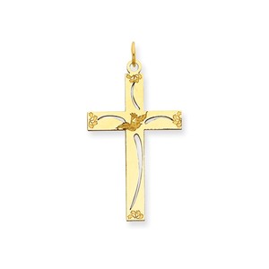 14K Laser Designed Cross Pendant