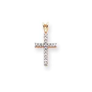 14k   Rhodium Diamond Latin Cross Pendant