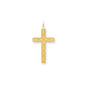 14K Laser Designed Cross Pendant