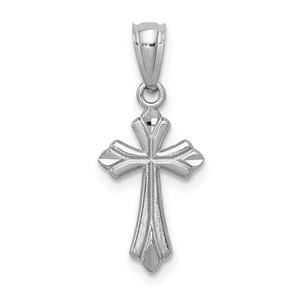 14k White Gold Budded Cross Charm