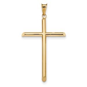 14k Polished Tube Cross Pendant