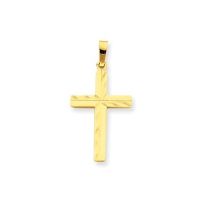 14k Diamond cut Hollow Cross Pendant