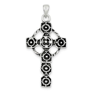 Sterling Silver Antiqued Celtic Cross Pendant