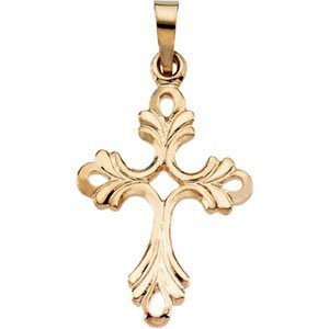 14K Yellow Gold CROSS PENDANT W DESIGN