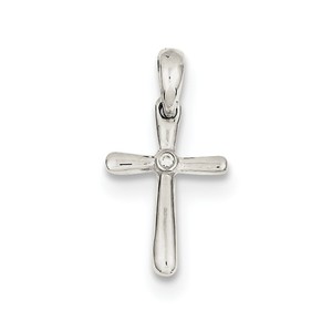Sterling Silver CZ Cross Pendant