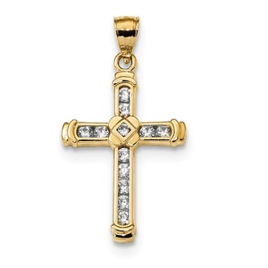 14k CZ Cross Pendant