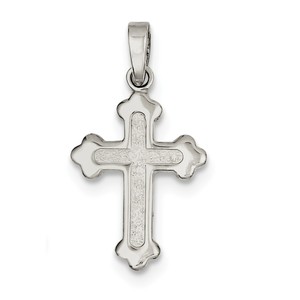 Sterling Silver Polished and Textured Cross Pendant