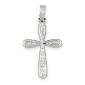 Sterling Silver Polished and Textured Cross Pendant