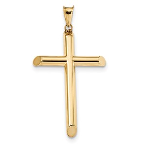 14k Polished Tube Cross Pendant