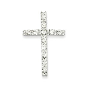 14k White Gold Diamond Latin Cross Pendant