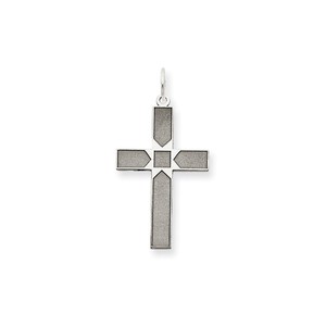 14K White Gold Laser Designed Cross Pendant