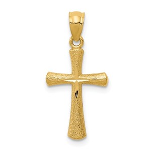 14k Diamond cut Cross Pendant
