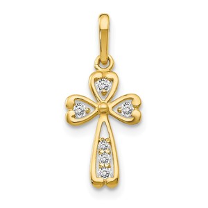 14k CZ Children  s Cross Pendant