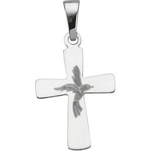 14K White Gold CROSS PENDANT W  HOLY SPIRIT DESIGN