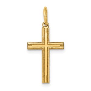 14K Laser Designed Cross Charm
