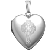 14k White Gold  Sweetheart  Celtic Cross Locket