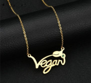 Vegan Necklace with Emerald   18 Inch Chain
