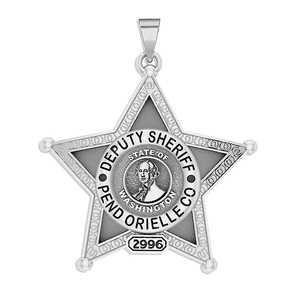 Personalized Pend Oreille Washington Sheriff Badge with Rank and Number