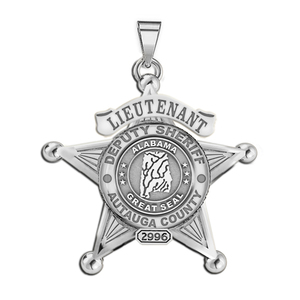 Personalized 5 Point Star Alabama Sheriff Badge with Rank  Number   Dept 