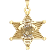 Personalized 6 Point Star Arkansas Sheriff Badge with Rank  Number   Dept 