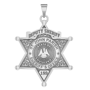 Personalized 6 Point Star Louisiana Sheriff Badge with Rank  Number   Dept 