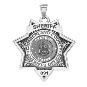 Personalized 7 Point Star Maine Sheriff Badge with Rank  Number   Dept 