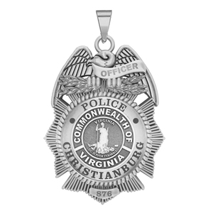 Personalized Christianburg Virginia Police Badge with Your Rank and Number