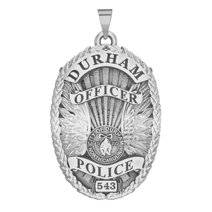 Personalized Durham North Carolina Police Badge with Rank and Number