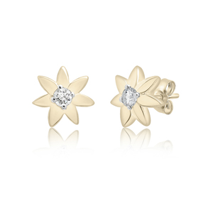 Diamond Flower Stud Earrings