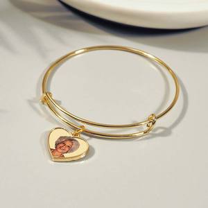 Memorial Expandable Photo Charm Heart Expandable Bracelet