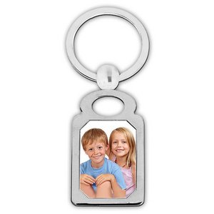 Stainless Steel Engravable Rectangle Photo Laser Keychain