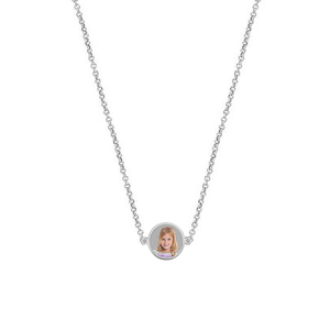 Petite Round Photo Engraved Necklace w  18  Chain